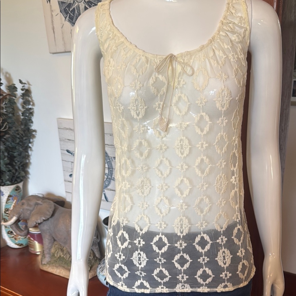 NWT Eddie Bauer size small Elegant Cream Lace Women's Top